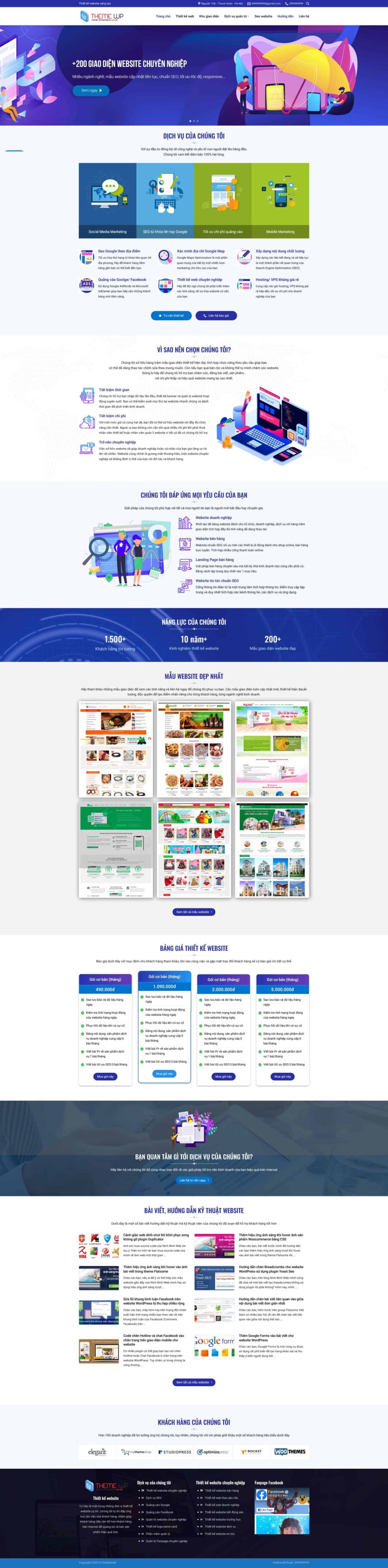 Theme wordpress công ty thiết kế web theo mẩu