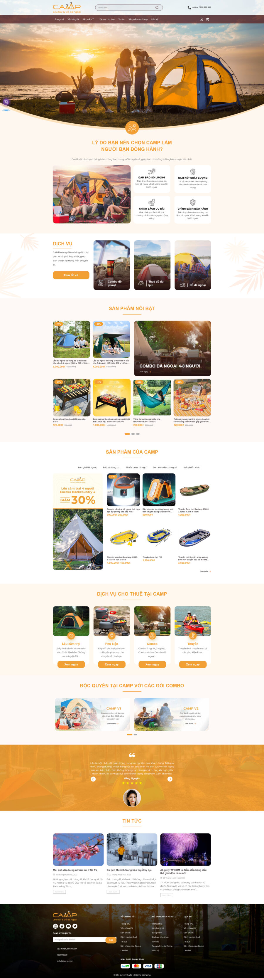 Theme wordpress bán lều bạt camping cắm trại HOT