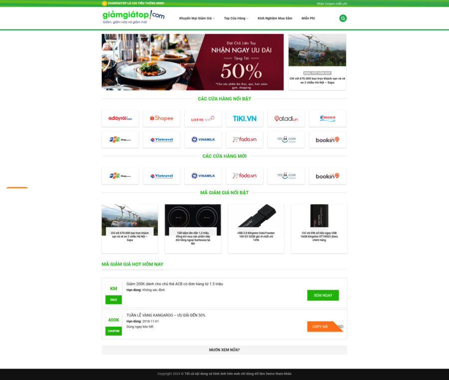 Theme wordpress web chia sẻ mã giảm giá giá rẻ