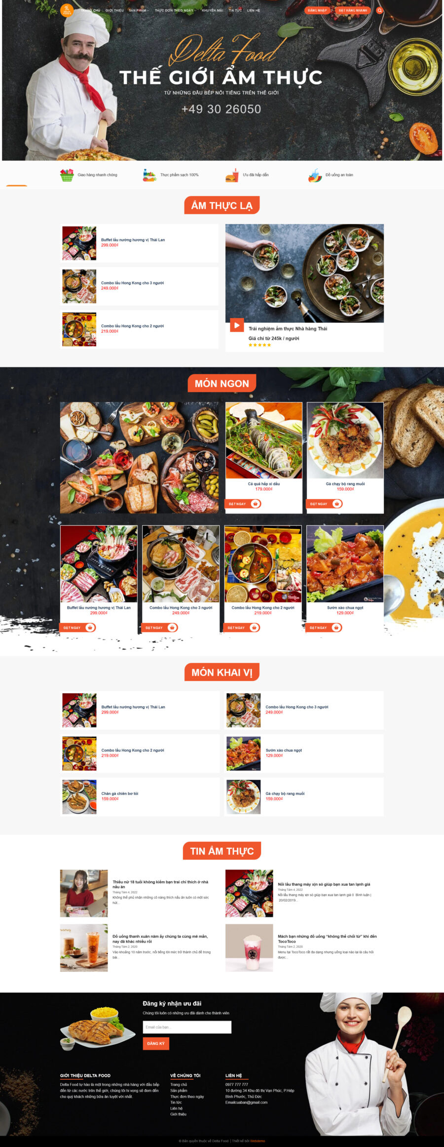 Theme wordpress nhà hàng ẩm thực deltafood